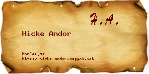 Hicke Andor névjegykártya